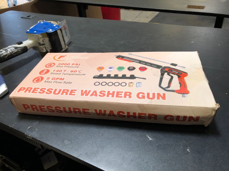 Photo 1 of FIXFANS Pressure Washer Gun Kit, 5000PSI Power Washer Handle Gun with Replacement Wand Extension, High Pressure Spray Gun with 5 Nozzle Tips, M22 Fitting, 1/4" Quick Connect Female