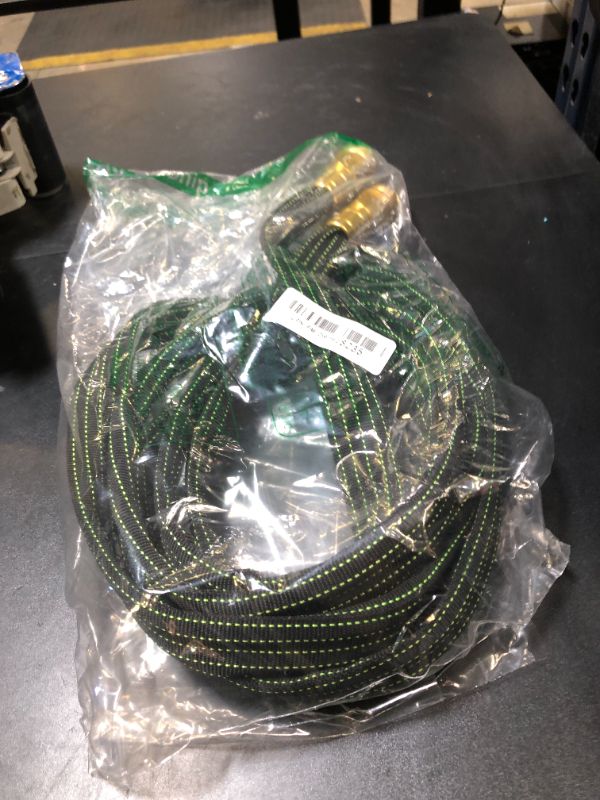 Photo 1 of 10FT Lightweight Flexible Garden Hose,Non-Slip Handles,Non-kink Hose,Solid Brass Fitting for Boats, RV Water Hose,Marine Washdown,Lawn,Garden,Leakproof TPE Hose (GreenBlack, 10 FT)