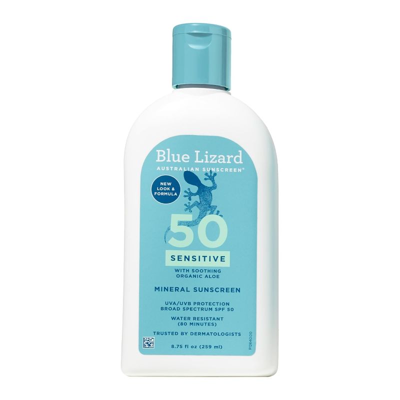 Photo 1 of Blue Lizard SENSITIVE Mineral Sunscreen with Zinc Oxide, SPF 50+, Water Resistant, UVA/UVB Protection with Smart Bottle Technology - Fragrance Free, 8.75 oz.
Style:SPF 50+