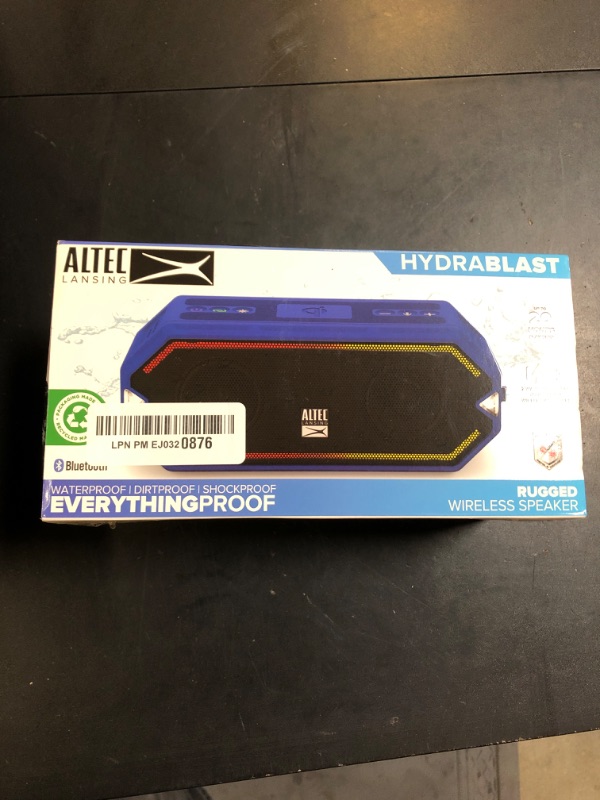 Photo 1 of Altec Lansing - HydraBlast Wireless Portable Bluetooth Speaker, IP67 Waterproof for Parties, USB C Rechargeable Outdoor Speakers with Built in Phone Charger and LED Lights, 20 Hour Playtime