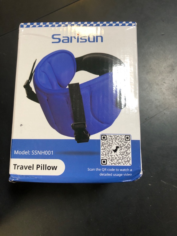 Photo 1 of SARISUN Travel Pillows for Airplanes, Airplane Pillow for Long Flight, Airplane Head Strap with Eye Mask for Sleep, Travel Neck Pillow for Car Road Trip, 360° Support Headrest, Stop Bobblehead, Black