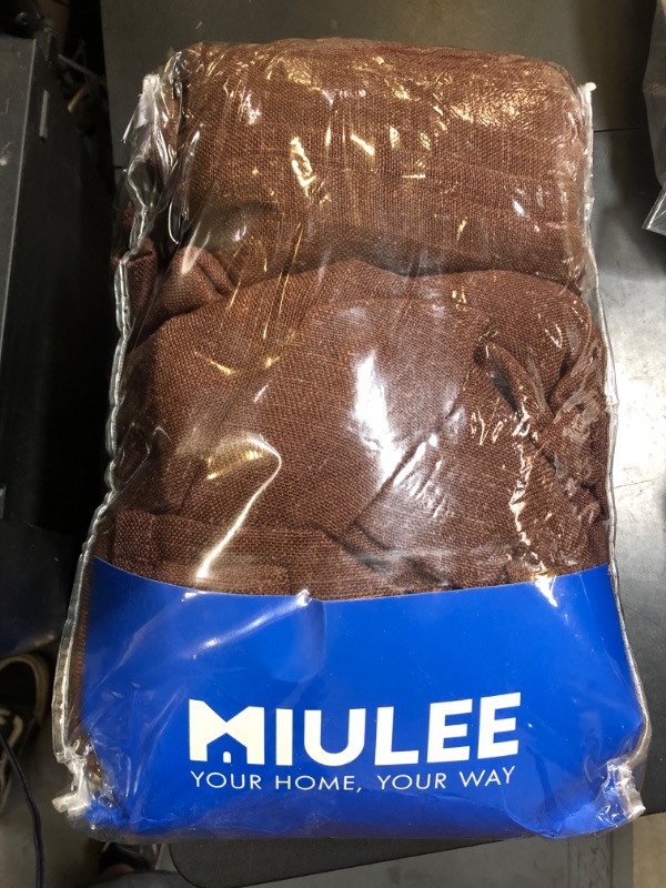 Photo 1 of MIULEE Chocolate Brown Linen Curtains 96 Inch Long for Bedroom Living Room, Soft Thick Linen Textured Window Drapes Semi Sheer Light Filtering Back Tab Rod Pocket Burlap Look Decor, 2 Panels