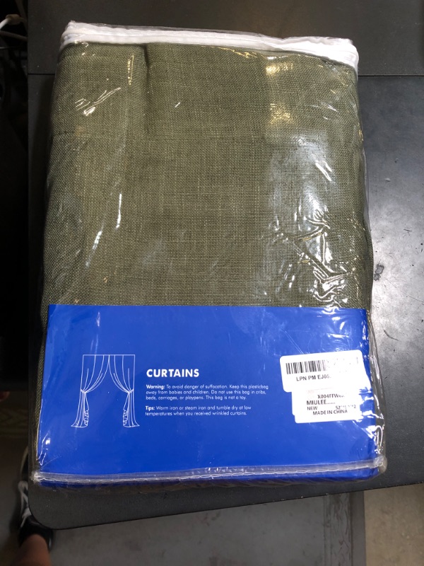 Photo 1 of MIULEE Light Olive Green Linen Curtains 90 Inch Long 2 Panels for Bedroom Living Room, Soft Linen Textured Natural Window Drapes Semi Sheer Light Filtering Back Tab Rod Pocket Burlap Look Decor