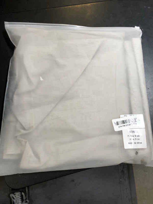 Photo 1 of MooMee Bedding Pillowcases Pack of 2 100% Washed Cotton Linen Like Textured Breathable Durable Soft Comfy (Pastel Grey, King)