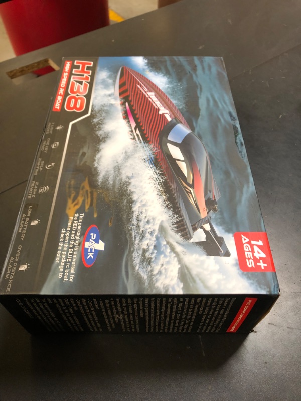 Photo 1 of 30KMH RC Remote Control Boat with 7 LED Light Modes Waterproof Electric Fast Speed Boat for Adults Kids 8-12 Lake Pool Water Play,Self-righting,Demo,Water Cooling,20Mins,Low Battery Alert,2.4Ghz,Blue