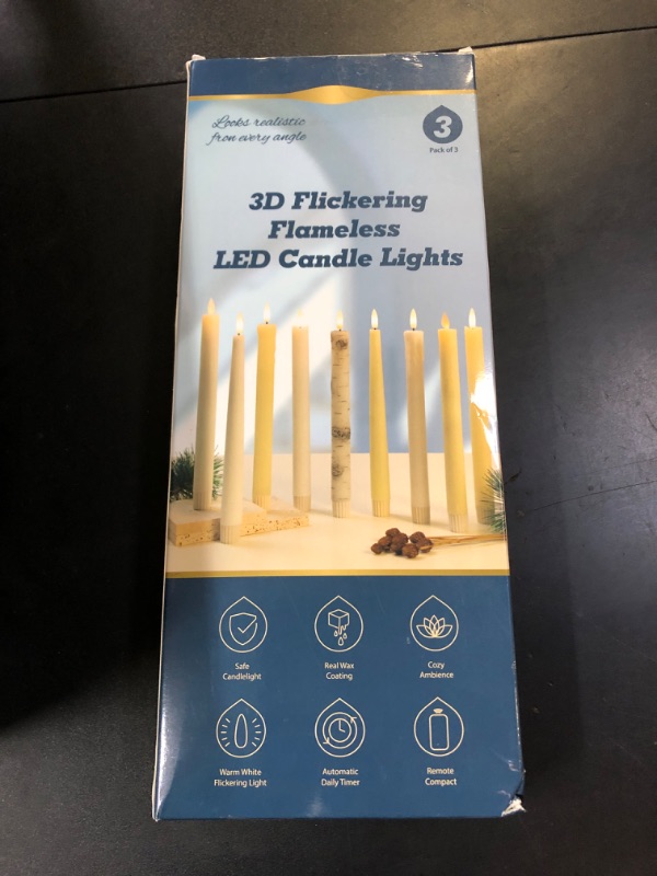 Photo 1 of AFINETH Flameless Taper Candles with Rmote, 9.6" Dripless Battery Operated Candles, 3 Pack Real Wax Led Candle Flickering Candlesticks with 3D Flame, Fake Candles for Home, Wedding, Party, Ivory