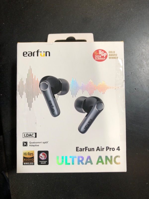 Photo 1 of EarFun Air Pro 4 Adaptive Hybrid Noise Canceling Wireless Earbuds, Qualcomm Snapdragon Sound, aptX™ Lossless, 6 Mics AI CVC 8.0 Call, LDAC Hi-Res Audio, 52H Playtime, Bluetooth 5.4, in-Ear Detection