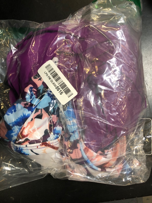 Photo 1 of ZAFUL Women One Piece Swimsuit Modest Tummy Control Bathing Suit Over 50 Swim Dress Swimwear Push Up V Neck Swim Suits 2024 Purple Floral XL
