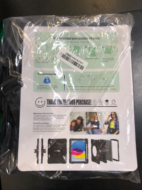 Photo 1 of TNP Protective Case for iPad Air 13 Inch M2 6th 2024 & iPad Pro 12.9" 6th/5th/4th/3rd Gen (2022 2021 2020 2018) - Shockproof Cover w/Pencil Holder, Handle, Adjustable Stand & Shoulder Strap, Black