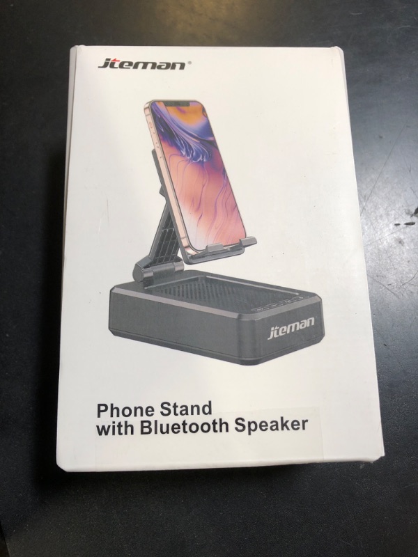 Photo 1 of Cell Phone Stand with Wireless Bluetooth Speaker and Anti-Slip Base HD Surround Sound Perfect for Home and Outdoors with Bluetooth Speaker for Desk Compatible with iPhone/ipad/Samsung Galaxy