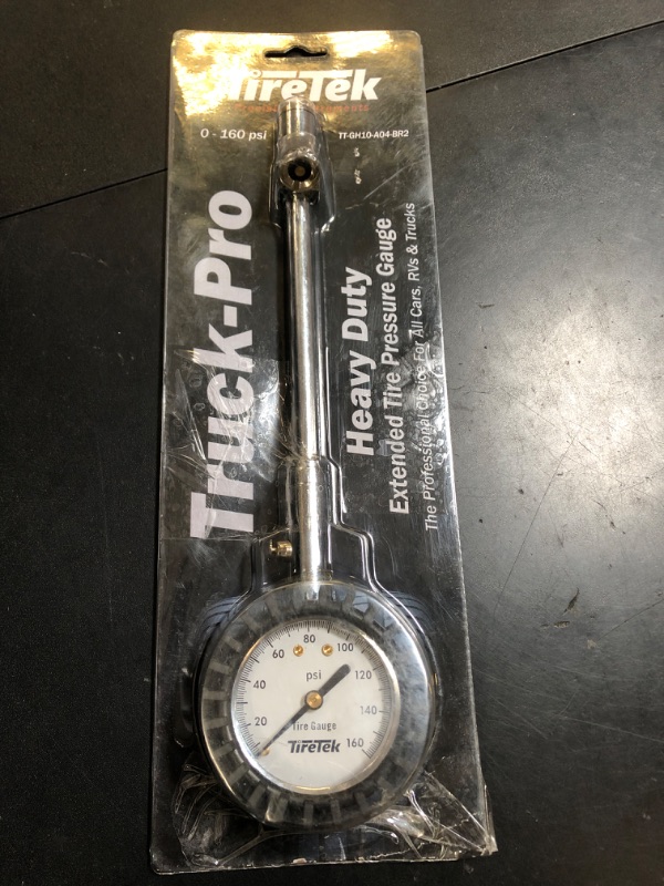 Photo 1 of TireTek Tire Pressure Gauge 0-160 PSI for Truck, Semi Truck, ATV, RV, and Dually Tires - Heavy Duty Steel Tire Gauge with Dual Head Tire Air Chuck