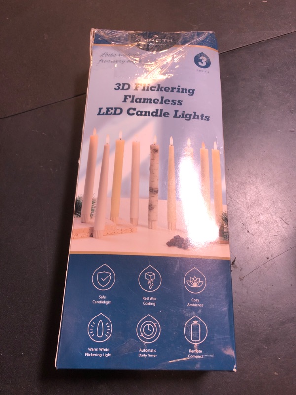 Photo 1 of AFINETH Flameless Taper Candles with Rmote, 9.6" Real Wax Battery Operated Candles with 3D Wick, 3 Pack Led Candles Flickering Candlesticks, Electric Candles for Home, Wedding, Party, Decor, White