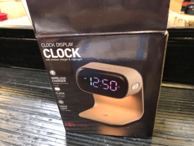 Photo 1 of WILIT Digital Alarm Clock with Wireless Charging,Colorful LED Display,Dimmable Night Light,Snooze Function,Modern Bedside Clock for Bedroom,Kids,Teens,Adults,Gift for Men and Women(Wood Grain)