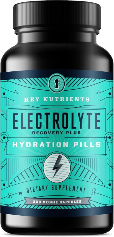 Photo 1 of KEY NUTRIENTS Electrolyte Tablets, 200 Capsules, Salt Tablets for Dehydration, Fasting Electrolytes Tablets - Salt Pills with Electrolytes, No Sugar, Gluten Free Hydration Tablets Made in USA
EXP: 01/27