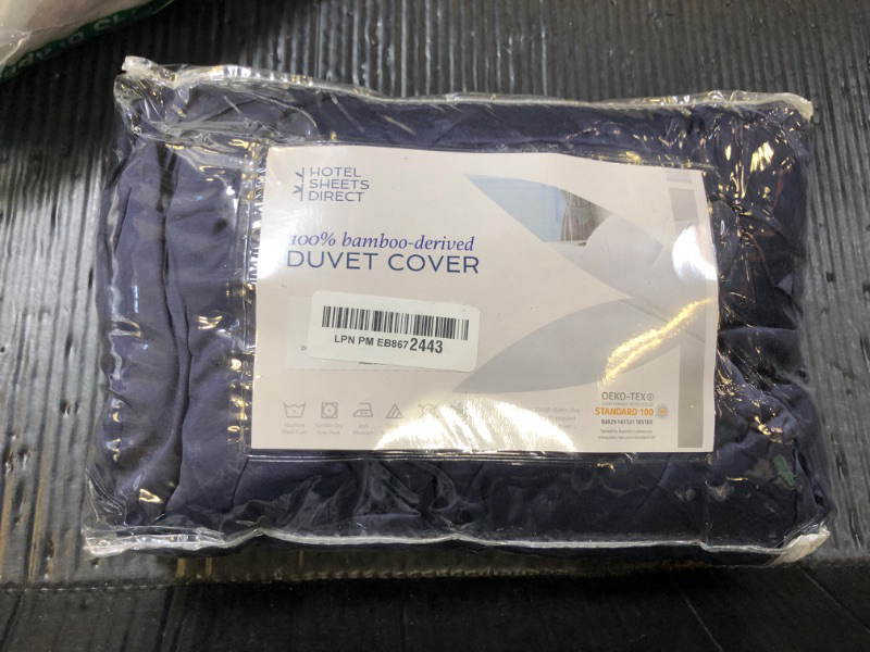 Photo 1 of Hotel Sheets Direct 3 Piece King Size Duvet Cover Set, 100% Viscose Derived from Bamboo Comforter Cover with 1 Pillow Sham, Moisture-Wicking & Silky Texture, Cooling, Breathable, Easy Care, Navy Blue