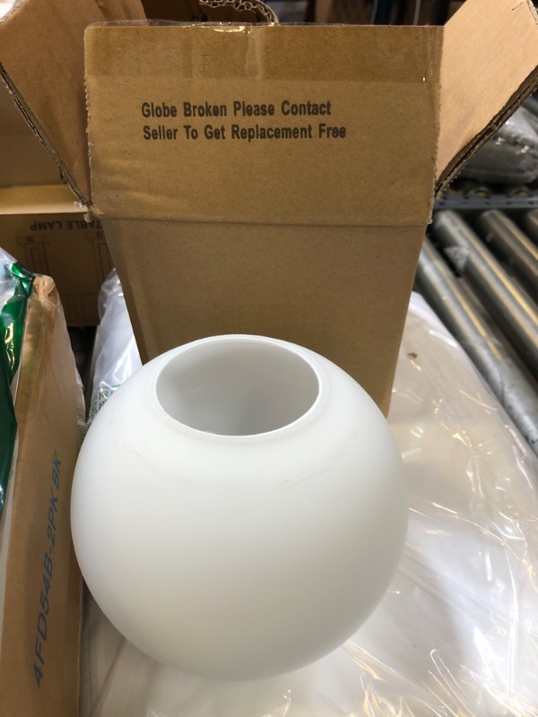 Photo 1 of BOKT Frosted White Glass Globe Lamp Shade Replacement Milk Glass Ball Lampshade Cover Opal Sphere Shade for Pendant Light, 5.9” Diameter, 2.64" Opening Diameter (White)