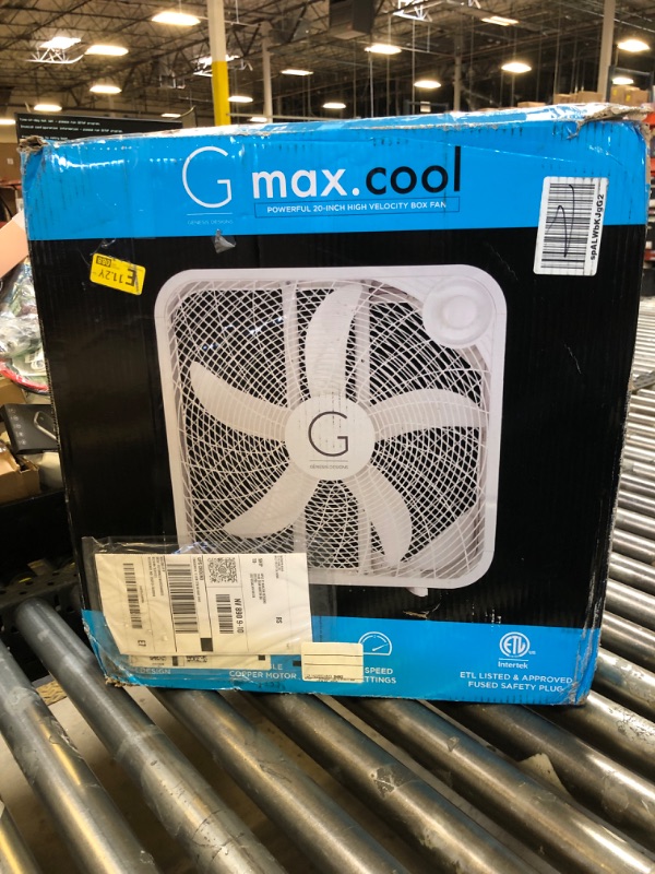 Photo 1 of Genesis 20" Box Fan, 3 Settings, Max Cooling Technology, Carry Handle, White (G20BOX-WHT)