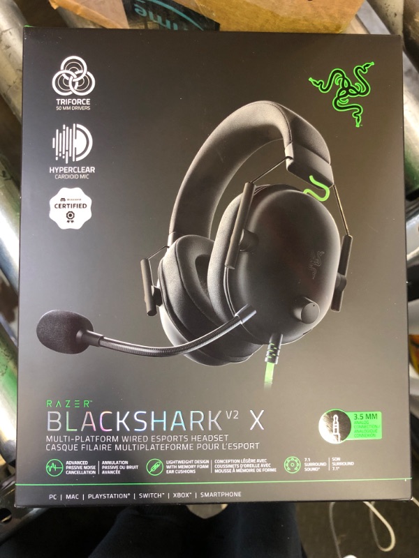 Photo 1 of Razer BlackShark V2 X Gaming Headset: 7.1 Surround Sound - 50mm Drivers - Memory Foam Cushion - For PC, PS4, PS5, Switch - 3.5mm Audio Jack - Black