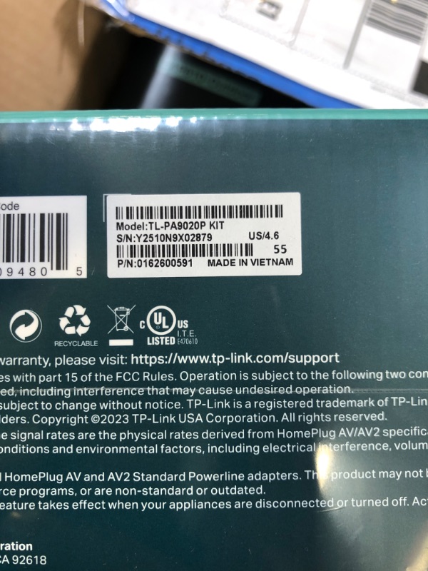 Photo 1 of TP-Link AV2000 Powerline Ethernet Adapter TL-PA9020P KIT - Powerline Network Adapter w/ Passthrough, Noise Filter, 2x2 MIMO, 2 Gigabit Ports, Ethernet Over Power, Plug Pair & Play, Power Saving Mode