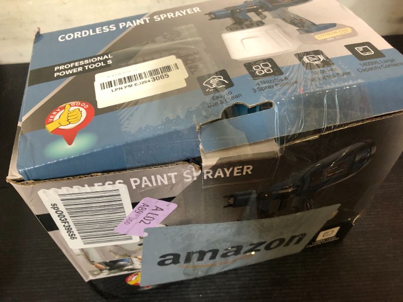 Photo 1 of Cordless Paint Sprayer 30000RPM High Speed for Dewalt 20V Battery 1400ml High Capacity Container Spray Paint Gun for for House Furniture Painting Light Blue(Not Include Battery)