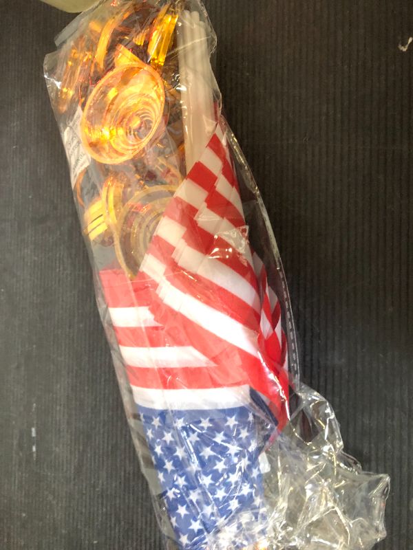 Photo 1 of 12-Pack Mini American Flags with Stand Base for Desk, Veterans, 4th of July, Memorial Day Small Miniature USA Desktop Centerpiece for Patriotic Home Office Table Party Decorations