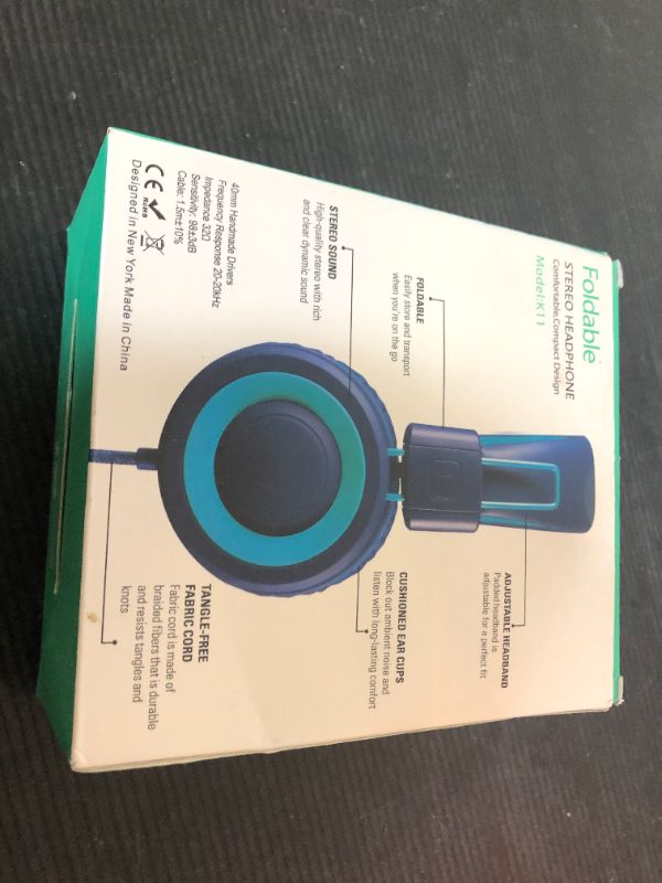 Photo 1 of Kids Headphones - noot products K11 Foldable Stereo Tangle-Free 3.5mm Jack Wired Cord On-Ear Headset for Children/Teens/Boys/Girls/Smartphones/School/Kindle/Airplane Travel/Plane/Tablet (Navy/Teal)