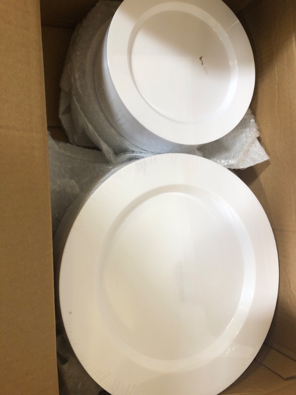 Photo 1 of BESTSTAR 200PCS White Plastic Plates Set, 100 10.25 inch Dinner Plate and 100 7.5 inch Dessert Plates, Premium Disposable Plates for Party, Wedding