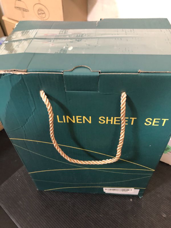 Photo 1 of LBR02M 100% Linen Sheet Set King Size, Bed Sheets 4 Piece Sets, Solid Color Natural Flax Bed Sheets Soft Breathable Bedding, 16" Deep Pocket, All Season (King, White)