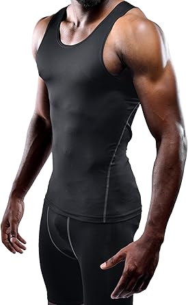 Photo 1 of NELEUS Men's Athletic Compression Under Base Layer Sport Tank Top,Black,M,EUR L
