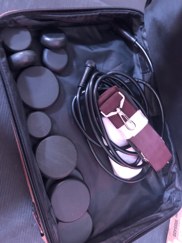 Photo 1 of SereneLife Portable Massage Stone Warmer Set - Electric Spa Hot Stones Massager and Heater Kit with 6 Large and 6 Small Round Shaped Basalt Massaging Rocks, Digital Controller Heating Bag