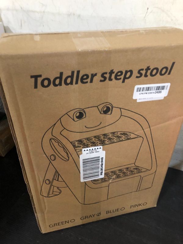 Photo 1 of iBabyMax Toddler Step Stool, Easy to Fold Step Stools for Toddlers with Non-Slip Surface & Alphabet Patterns, Lightweight & Cute Kids Step Stool for Potty Training, Bathroom Sink, and Bedroom, Gray