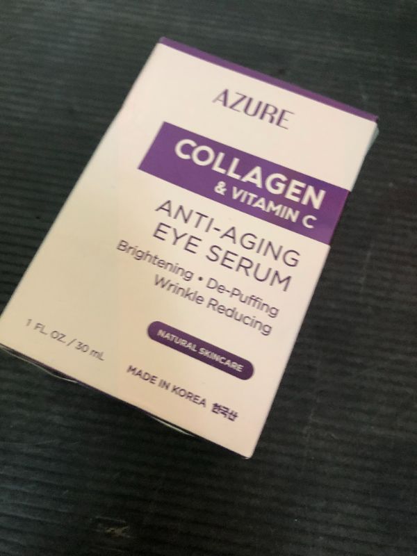 Photo 1 of Azure Cosmetics Collagen & Vitamin C Anti Aging Eye Serum - Toning, De-Puffing Serum - Reduces Wrinkles, Fine Lines & Dark Circles - Minimizes Fatigue - Skin Care Made in Korea - 30mL / 1 fl.oz.