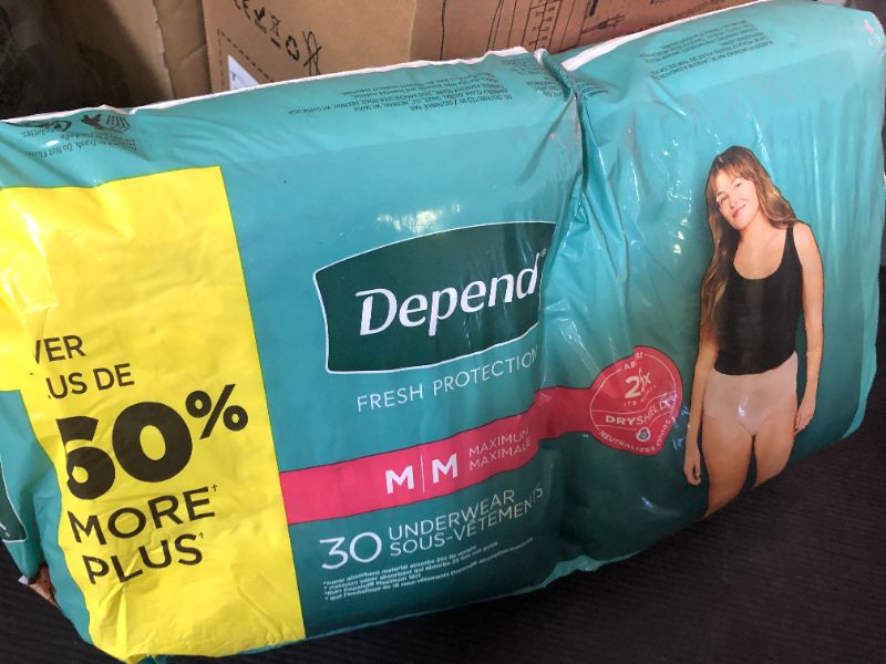 Photo 1 of Depend Fresh Protection Adult Incontinence & Postpartum Bladder Leak Underwear for Women, Disposable, Maximum, Medium, Blush, 30 Count, 