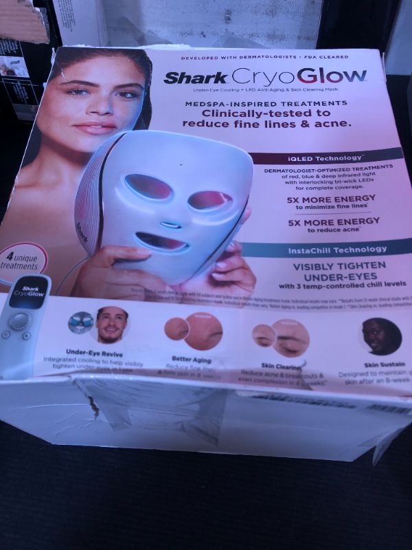 Photo 1 of Shark CryoGlow LED Face Mask (FSA/HSA Eligible*) with Under-Eye Cooling, Anti-Ageing & Blemish Repair, Red & Blue LED, Infrared Light Therapy, USB-C, Remote Control, Storage Bag, Blue Frost, FW312