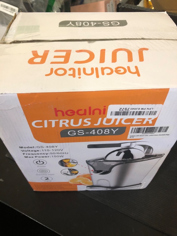 Photo 1 of Healnitor 150W Electric Citrus Juicer Squeezer with 2 Cones, Stainless Steel Quiet Orange Juice Extractor Machines for Lime Grapefruit Lemon, Detachable Design