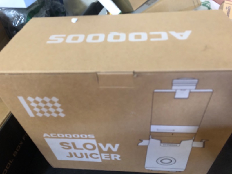 Photo 1 of ACOQOOS Juicer Machines, Cold Press Juicer Whole Fruit and Vegetable with 5.3" Wider and Larger Feeding Chute (Capacity 1.8L), Easy to Clean Juicers with 2 Cups, Masticating Juicer Black