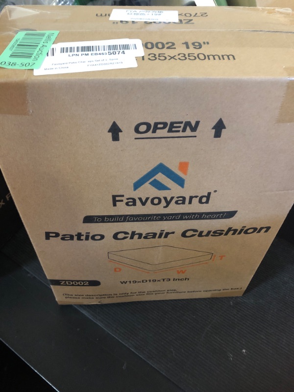 Photo 1 of Favoyard Patio Chair Cushions 19 x 19 x 3 Inch Waterproof Outdoor Seat Cushions for Patio Furniture 3-Year Color Fastness Garden Sofa Couch Chair Pads with Handle & Adjustable Straps Set of 2, Spice