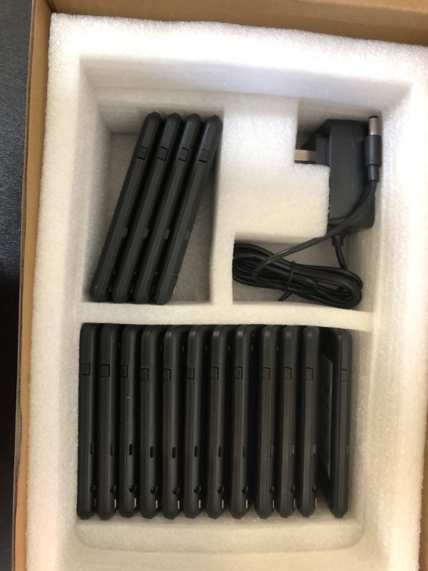 Photo 1 of LOUKIENE Restaurant Pager System, 16 Wireless Beepers, Touch Screen Keyboard Calling Customers Waiting Pagers with Vibration Flash and Buzzer for Queue in Food Trucks Churches Hospitals Hotels Eatery