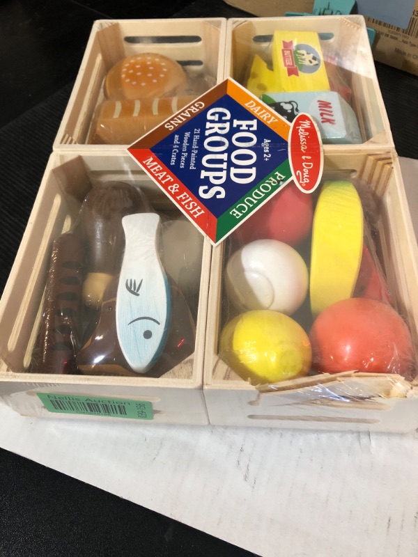 Photo 1 of Melissa & Doug Food Groups - 21 Wooden Pieces and 4 Crates, Multi Play Food Sets For Kids Kitchen, Pretend Toy For Toddlers And Kids Ages 3+