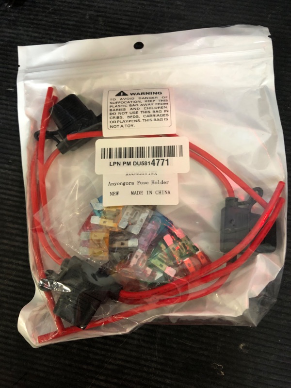Photo 1 of Anyongora 4 Packs 12AWG Inline Fuse Holder, Waterproof Automotive Blade Fuse Holder with 40 PCS Standard Fuses ATC/ATO (4 of Each: 2A, 3A, 5A, 7.5A, 10A, 15A, 20A, 25A, 30A, 40A) - Set of 4