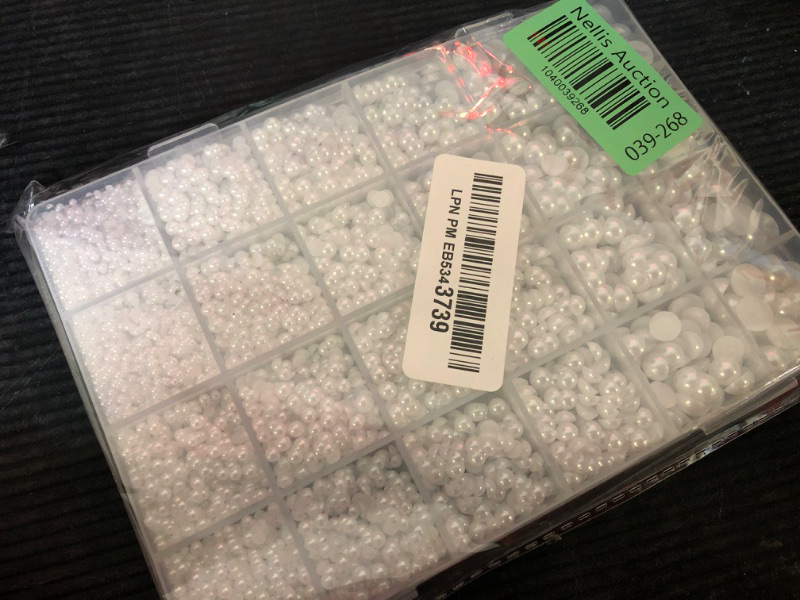 Photo 1 of 11000Pcs Flatback Pearls for Crafting (White), Assorted Sizes 
