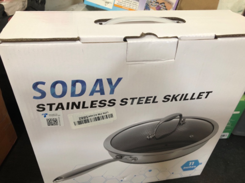 Photo 1 of 10.5 inch Frying Pan Nonstick with Lid, 2.5 Qt Deep Non Stick Stainless Steel Sauté Pan Skillet, Dishwasher and Oven Safe, Compatible with All Cooktops