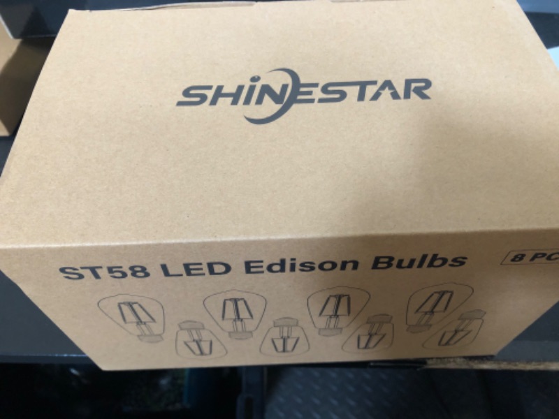 Photo 1 of SHINESTAR Dimmable Edison Bulbs 60 Watt LED, Bright Daylight White 4000K, Vintage ST58 Antique LED Filament Bulbs, E26 Medium Base, 80+ CRI, Clear Glass, 8 Pack