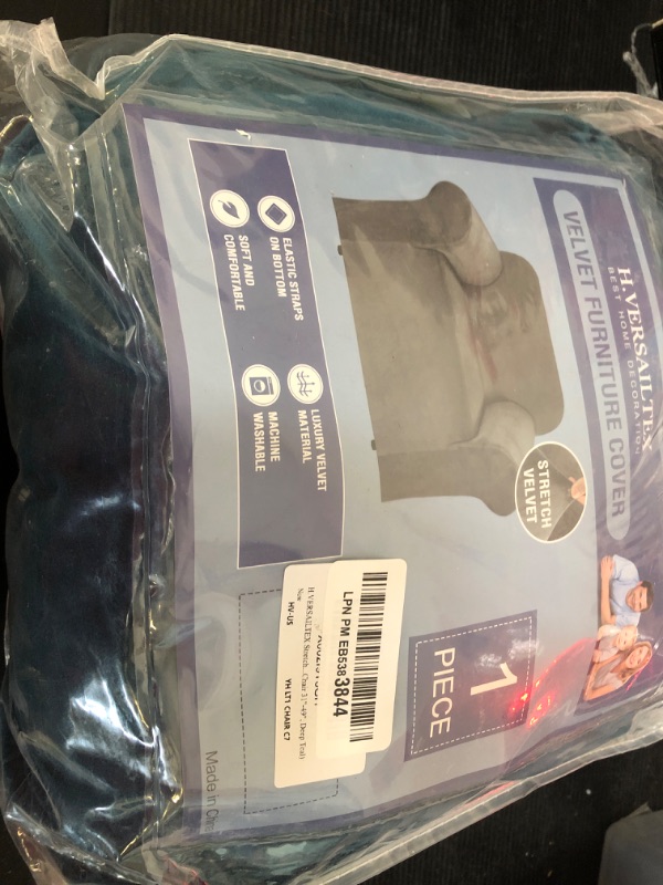 Photo 1 of H.VERSAILTEX Stretch Velvet Armchair Cover Couch Covers 1 Cushion Chair Slipcover for Living Room Furniture Cover Crafted from Thick Comfy Rich Velour (Chair 31"-49", Deep Teal)