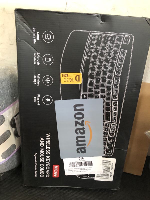 Photo 1 of Wireless Keyboard and Mouse Combo, 2.4G Full Size Wave Keys Ergonomic Keyboard with Wrist Rest and 3-Level DPI Adjustable Wireless Ergonomic Mouse for Windows, Mac OS Desktop/Laptop/PC(Black)