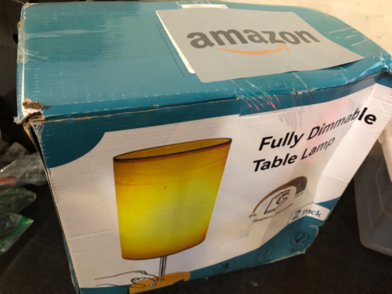 Photo 1 of HiBay 17.75"H Fully Dimmable Bedside Table Lamps Set of 2, Nightstand Lights with USB A+C Charging Ports & AC Outlet, Modern White Desk Lamp for Bedroom Living Room (E26 Bulbs Included)