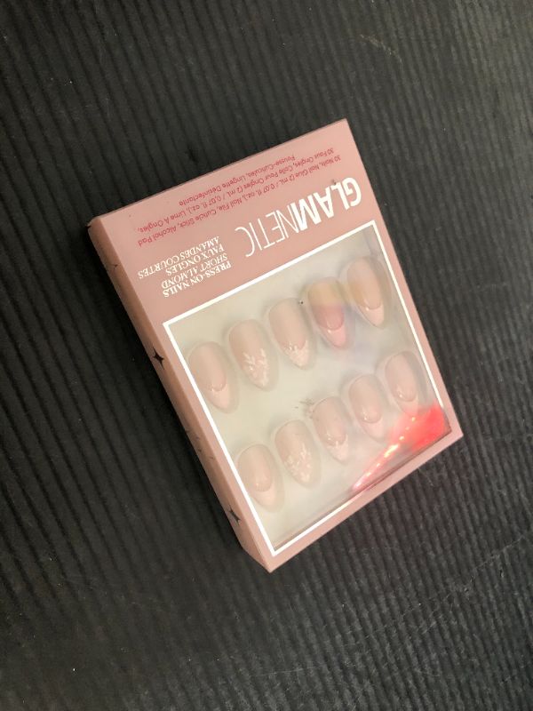 Photo 1 of Glamnetic Press On Nails - All Time Love | Short Almond Nails with French Tips and Leaf Accents, Reusable Stick On Fake Nails | Love In Bloom Spring Nails | 15 Sizes - 30 Nail Kit with Glue