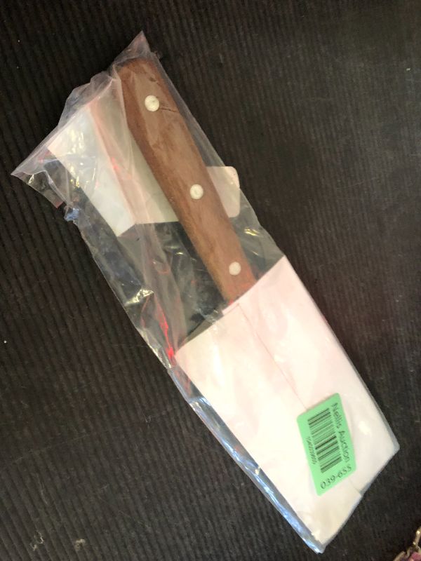 Photo 1 of New Star Foodservice 43068 Wood Handle Fish Spatula, 6.5" Blade, Silver
