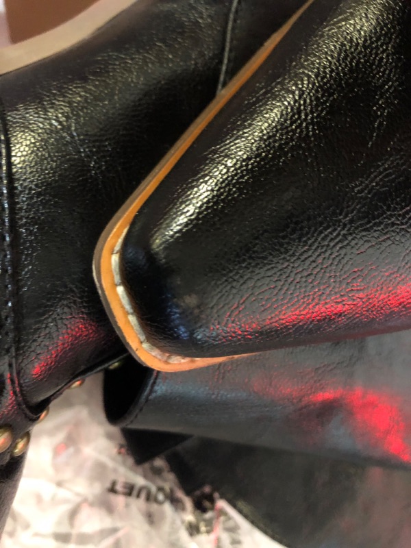 Photo 1 of 7---RONILURN Women Shark Boots Fold Over Mid Calf Chunky Heel Snip Toe Cowboy Cowgirl Pull On Studded Boots for Women