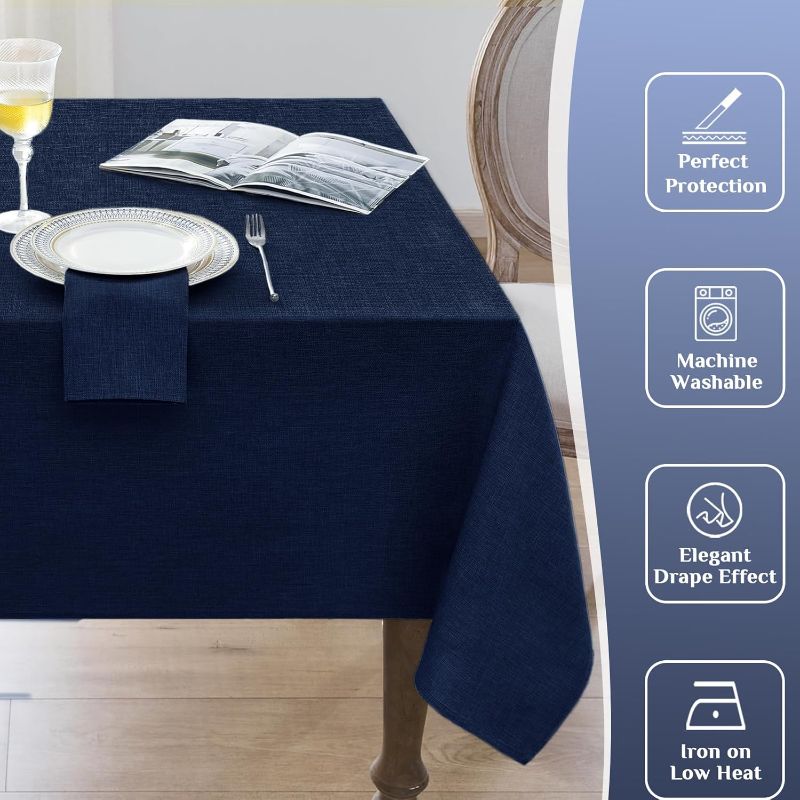 Photo 1 of Softalker Linen Textured Rectangle Tablecloth,Waterproof Wipeable Farmhouse Burlap Table Cloth, Stain Resistant Wrinkle Free Table Covers for Kitchen Dining Holiday Party (60 x 104,  )